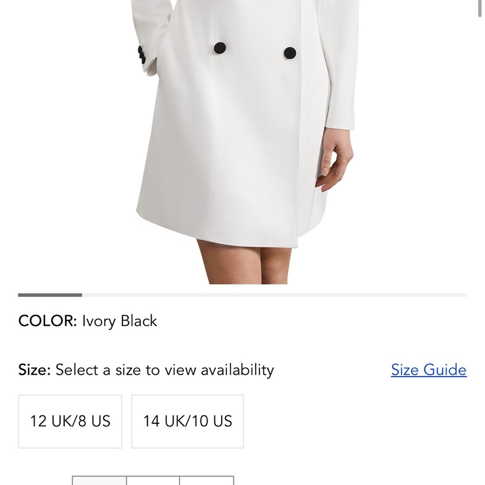 White Blazer Dress with Black Collar - Picture 7 of 9